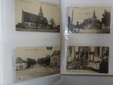 several old black and white photos of a church in a book