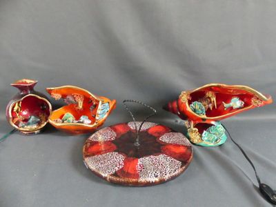 VALLAURIS - PLateau à fromage + 3 lampes thème sous-marin