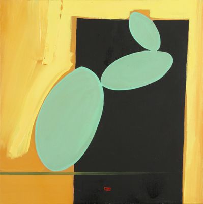 an image of a painting of a cactus on a black background