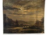 une peinture d'un paysage avec un château au loin
