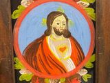 an image of a painting of jesus in a wooden frame