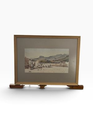an old picture of a picture of a beach with people on it