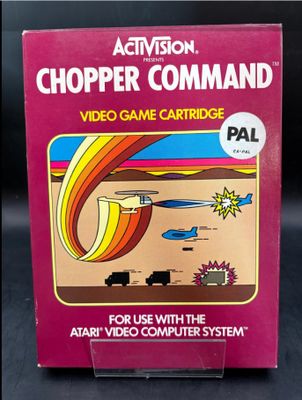 an old video game called chopperer command is shown on a table