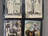 four old black and white photos of women dressed in traditional clothing