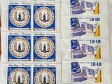 a lot of stamps that are on top of each other