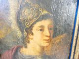 un tableau représentant un jeune garçon portant un casque