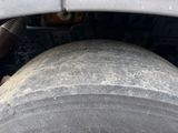 a close up view of a tire on a truck