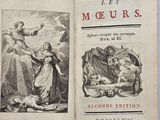 an old book with a picture of a woman and a man in the middle of it