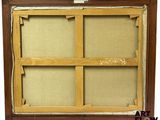 an old picture of a window frame with a picture of a window