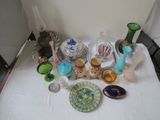 a table with a lot of glass items on it