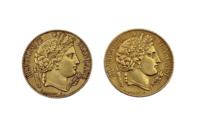 deux souverains d'or, dont l'un représente la tête d'une femme et l'autre une couronne