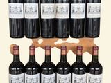Des bouteilles de vin rouge sont alignées sur un casier en bois
