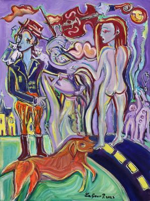 LE COUR Patrick - Le cirque (2022) - Peinture sur toile sign…