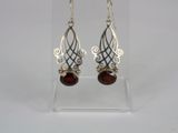 sterling silver and garnetite earrings with filigree filigree