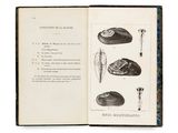 an open book with illustrations of different types of food and utensils