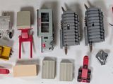many different types of toy trains on the table
