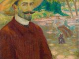 une image représentant un tableau d'un homme portant un chapeau de paille