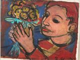 une image représentant un tableau où l'on voit un enfant tenant une fleur