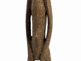 statue of a man with a hat on his head on a black base