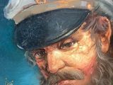 painting of a man in a sailor ' s hat with a pipe in his mouth