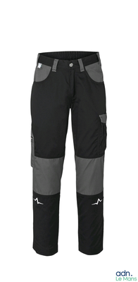 the pants are black and grey with grey accents