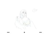 drawing of a woman with long hair holding a baby in her arms