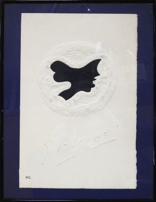une image représentant un dessin en noir et blanc d'un oiseau sur fond bleu