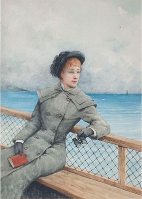 Maurice POIRSON (1846-1882) Femme regardant la mer