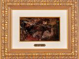 framed picture of a painting of a horse drawn carriage in a gold frame