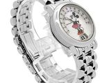 disney mickey mouse watch with white dial on a stainless steel bracelet