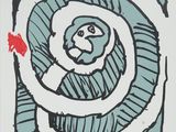 an image of a picture of a drawing of a dog in a spiral