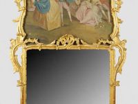 Miroir à fronton en bois sculpté redoré, fronton orné d'une … (photo 4)