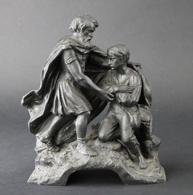 "La clémence du soldat", sujet de pendule en régule. - Photo 1