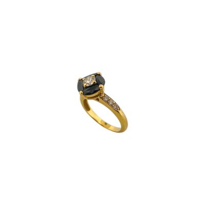 Bague en or jaune 18K (750) sertie d'un diamant rond de tail…