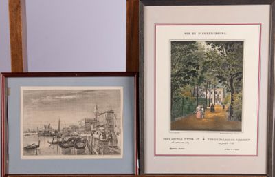 une photo d'une photo d'une ville et une photo d'un bateau
