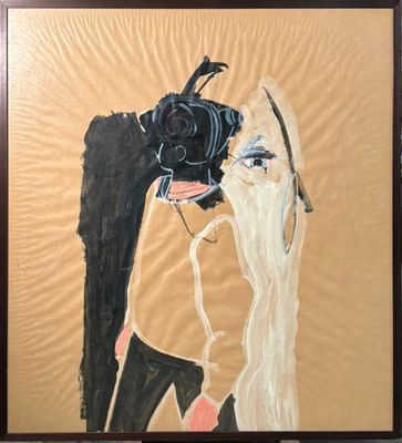 tableau représentant un homme en train de prendre une femme en photo avec un appareil photo