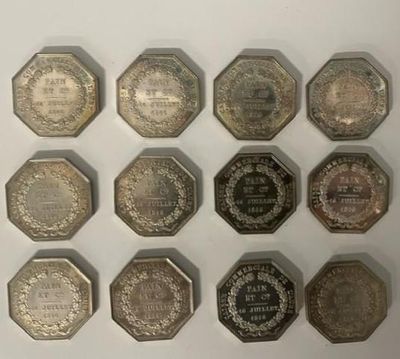 a close up of a bunch of coins sitting on top of a table