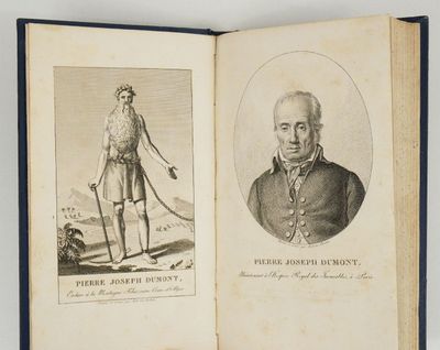 un livre ouvert avec l'image d'un homme et d'un chien