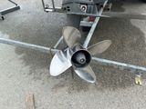 a propeller attached to a boat on a trailer