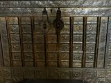 a large metal chest sitting on the floor in a room