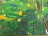 an oil painting of a painting of a flower in a green field