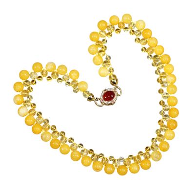 COLLIER draperie en perles de citrines, longueur : 47 cm.