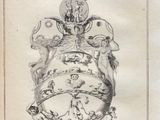 a drawing of a vase with animals on top of it