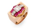 une bague en diamant et rubis, signée Van Cleef