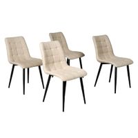 WAFTING - Lot de 4 chaises de salle à manger en tissu beige …