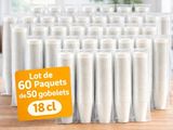 a lot of plastic cups sitting on a wooden table