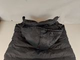 an image of a black sleeping bag on a white surface