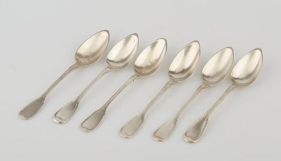 a set of six silverplated spoons