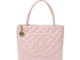chanel pink quilted leather tote bag