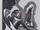 une image d'un dessin en noir et blanc d'une femme et d'un homme